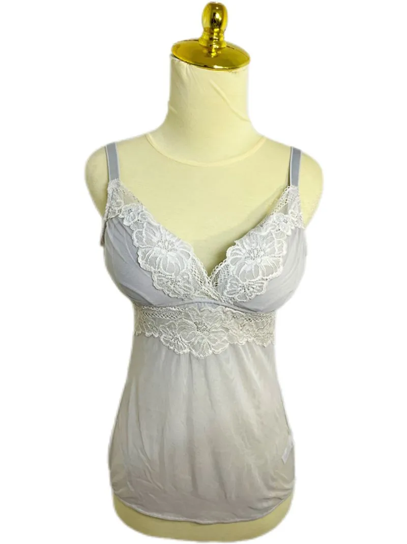 BRADELIS Gray Floral Lace Sheer Tille Tanktop Bra photo 1