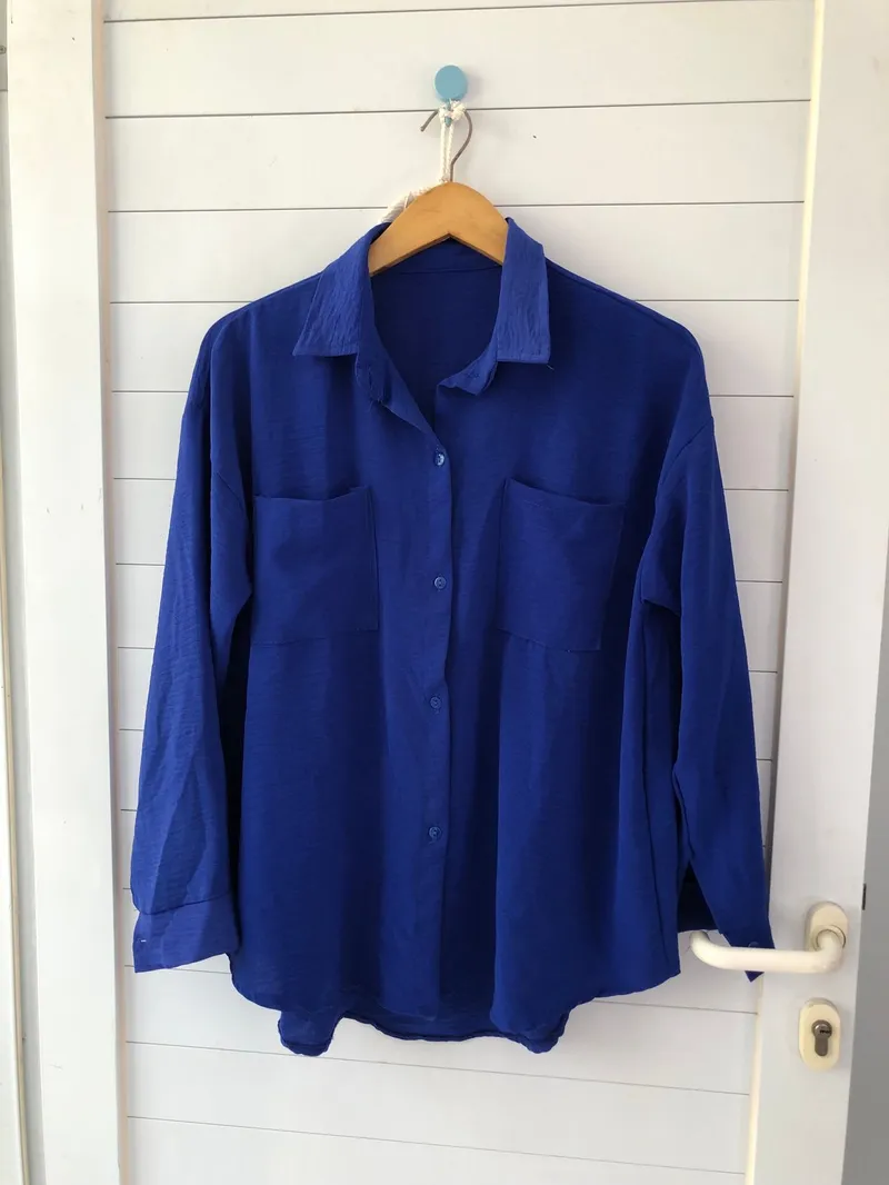 Minimalist Casual Sweatshirt Wanita blue photo 1