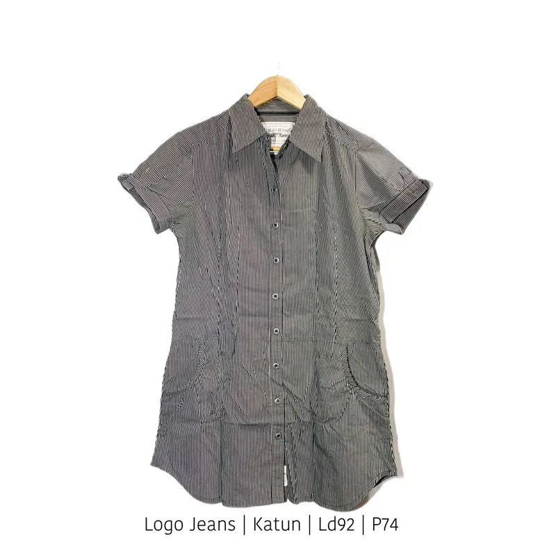 Logo Jeans Stripes Short Sleeve Dress photo 1