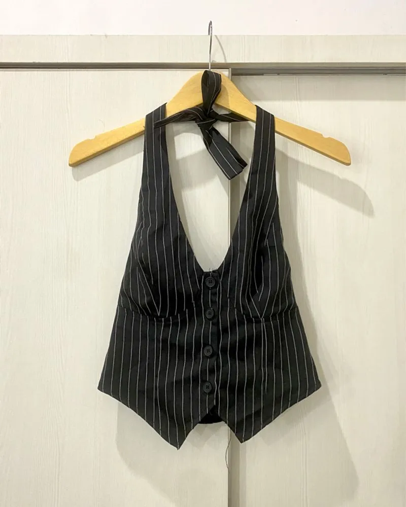 Halterneck Shein Tanktop Salur Wanita photo 1