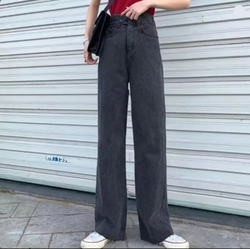 Streetwear Y2K High waisted jeans Wanita gray photo 1