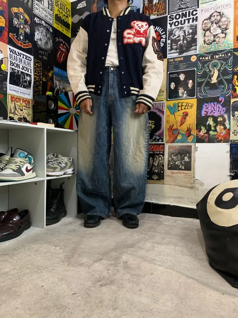 Vintage wash wide baggy jeans ootj photo 1
