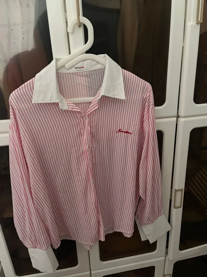 Kemeja pink bergaris photo 1