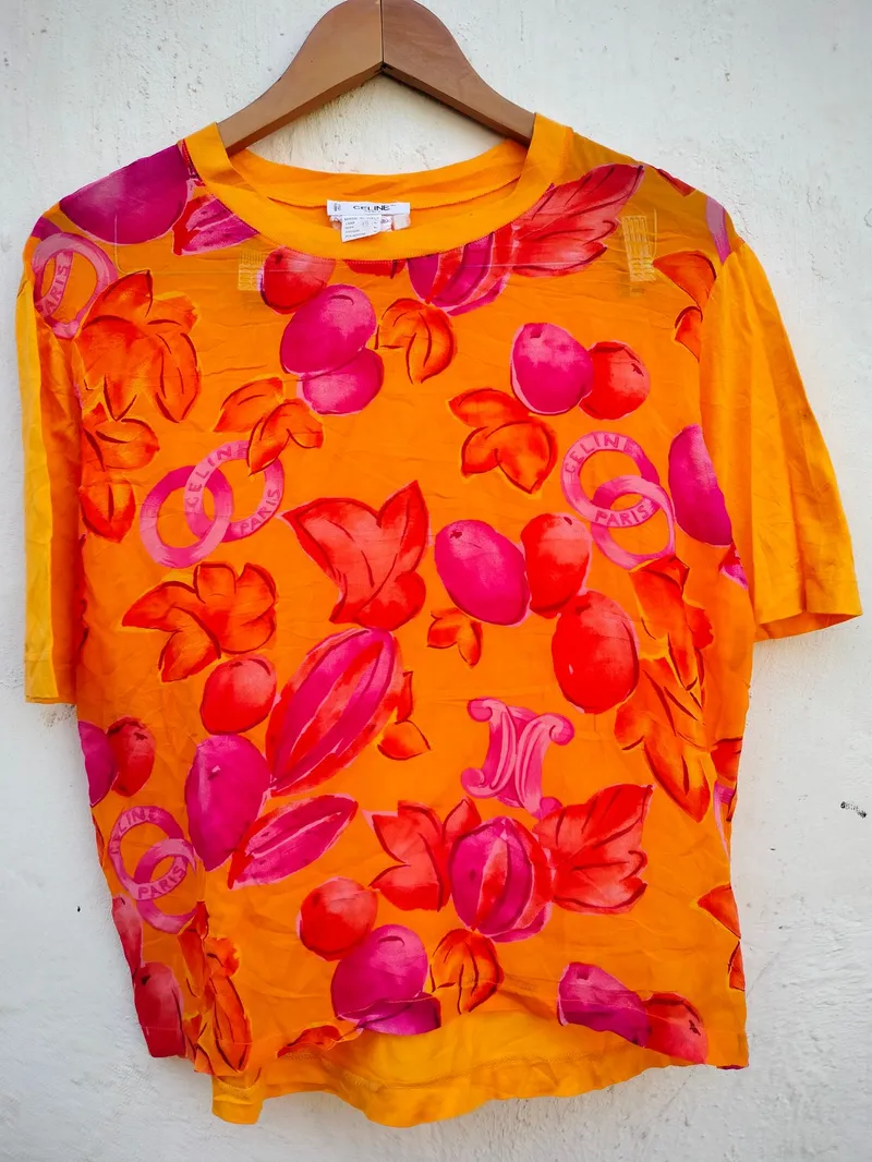 CELINE Y2K Casual Blouse Wanita orange yellow photo 1