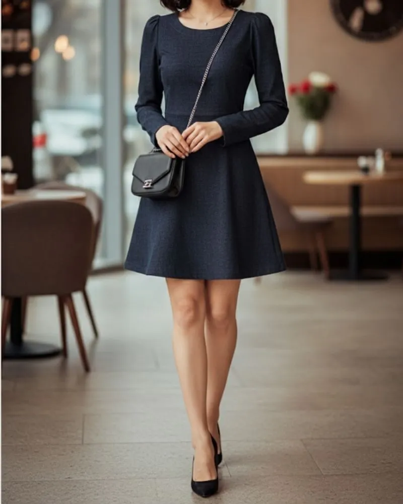 Dress denim rok ngembang pendek photo 1