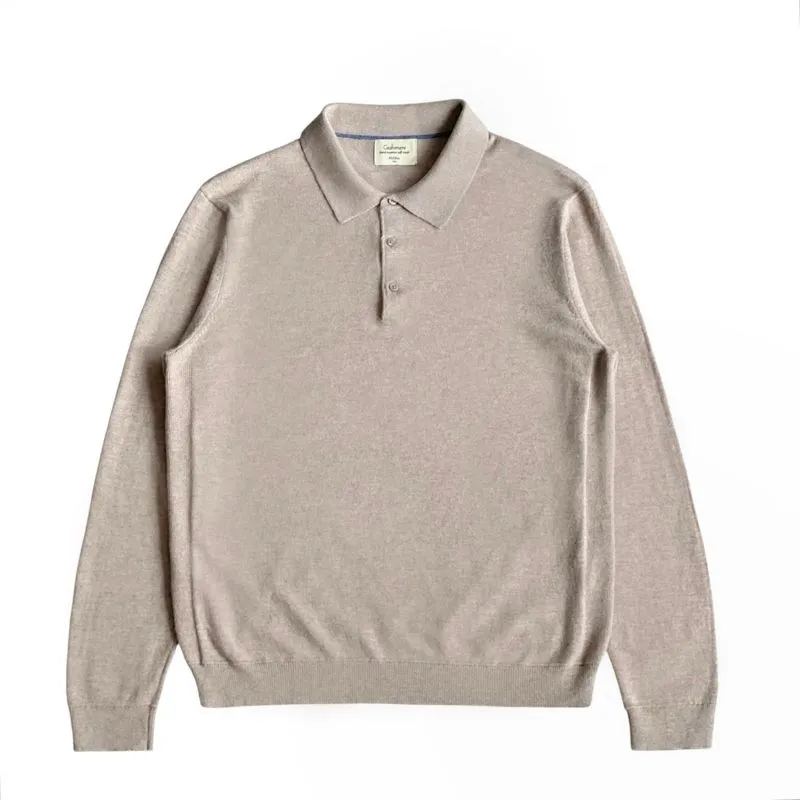 Ziozia cashmere blend knitted ls polo shirt beige kaos kerah photo 1
