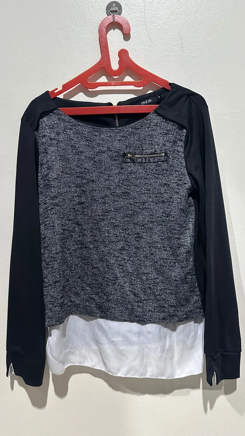 Casual Blouse Wanita white black gray photo 1