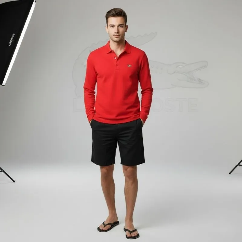 Kaos polo shirt Lacoste Long Sleeve colour Orange Like New photo 1