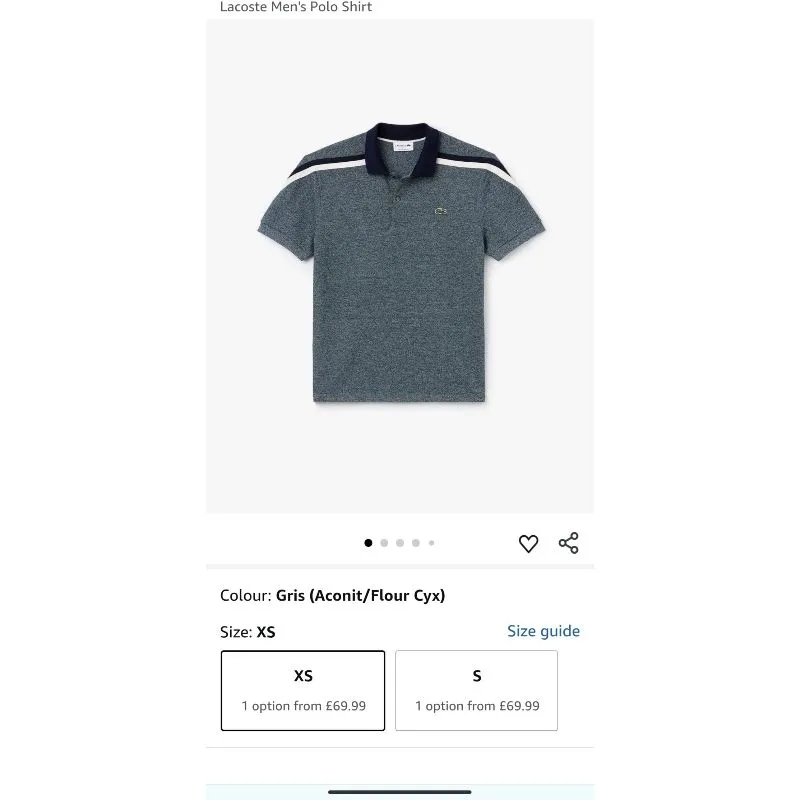 Kaos polo shirt LACOSTE Denim Grey Colour Size Preloved