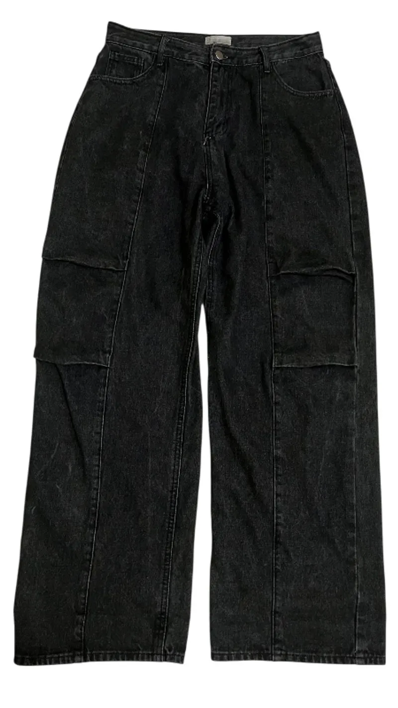 Black Washed Jeans y2k streetwear jeans Korean Brand photo 1