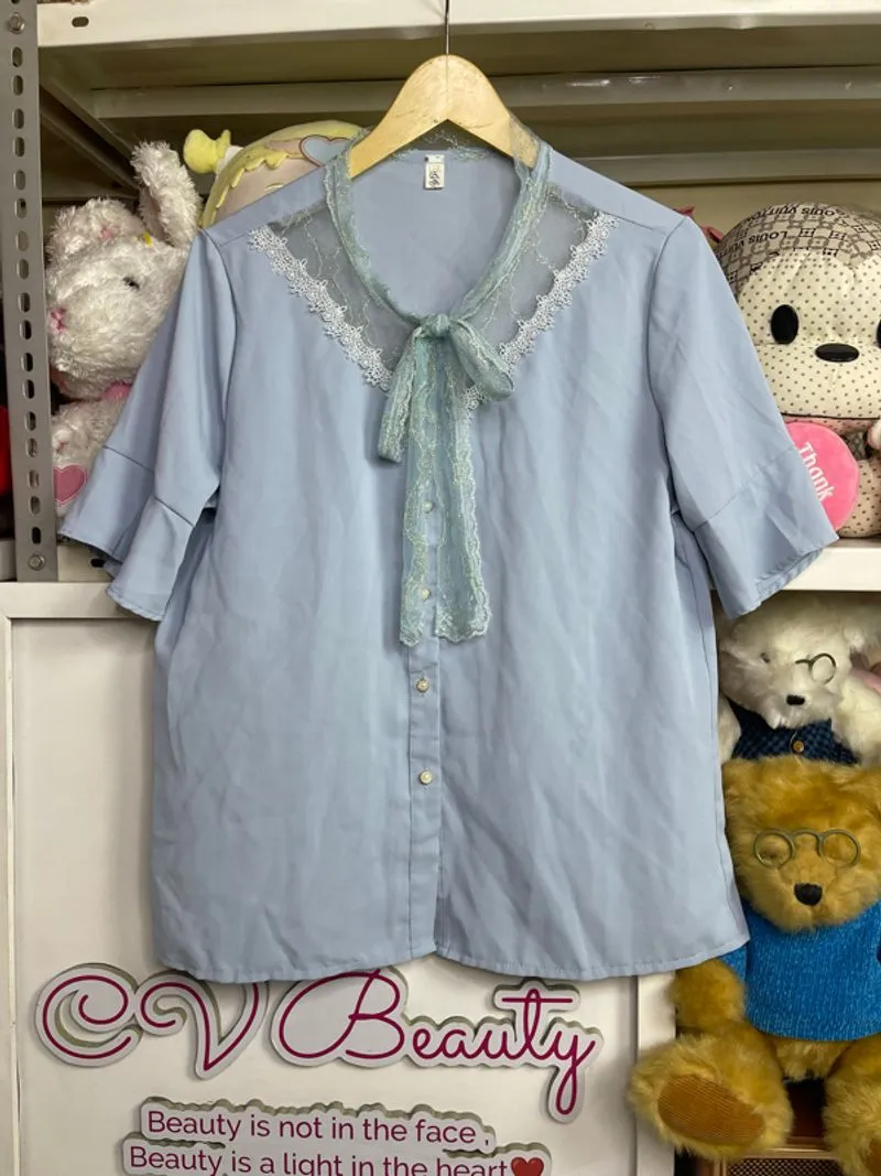 atasan blouse biru pita (-) photo 1