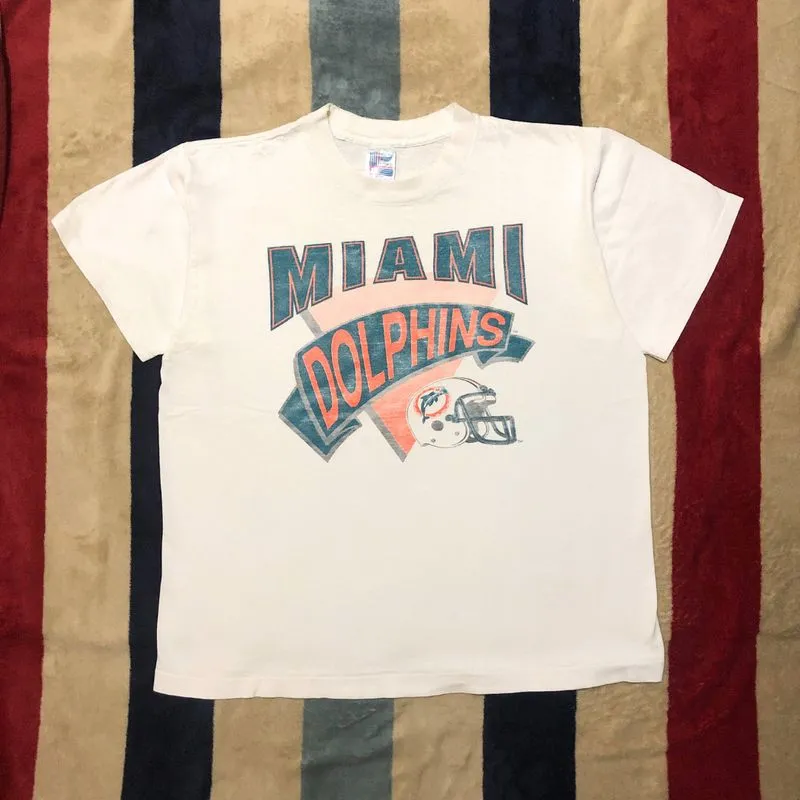 Vintage 80s Rare NFL Miami Doplhins Single Stitch T-Shirt photo 1