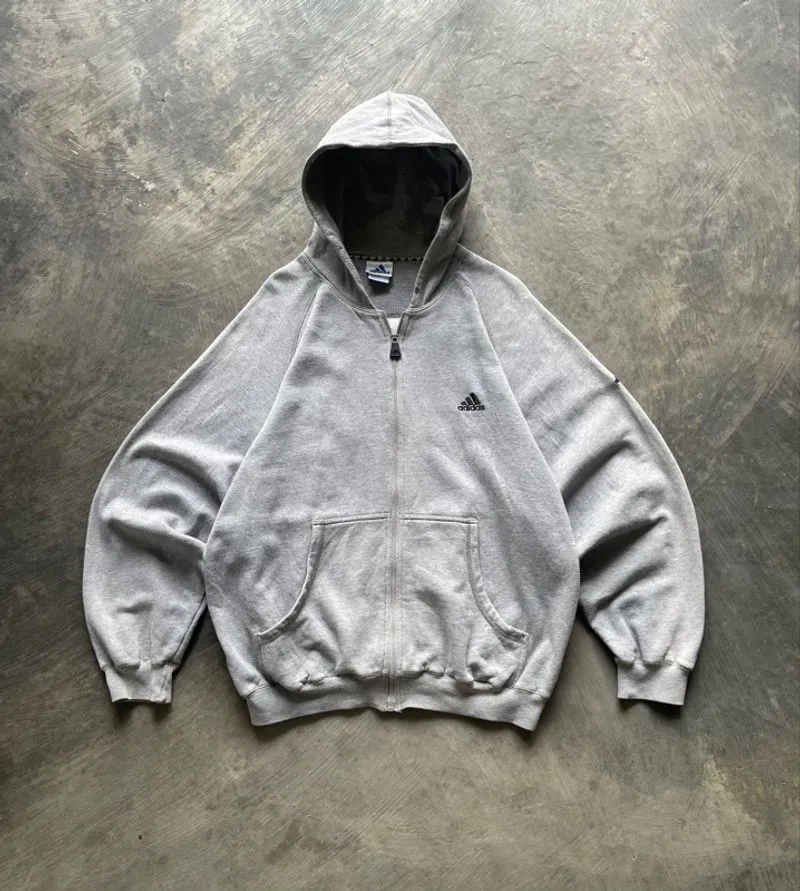 Vintage Adidas Full Zip Hoodie – Grey photo 1