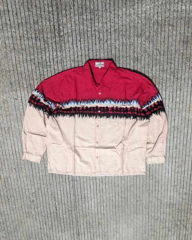 Vtg 90’s Planet Blues Western Rodeo Cowboys Shirt Multi photo 1