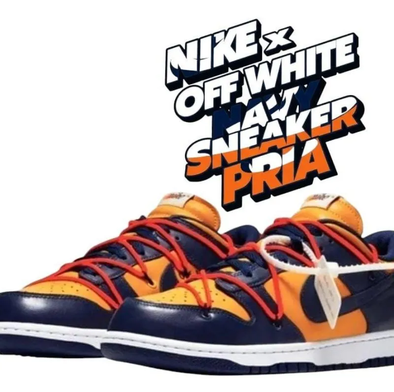 Nike x Off White Dunk Navy Sneaker Pria size 45 photo 1