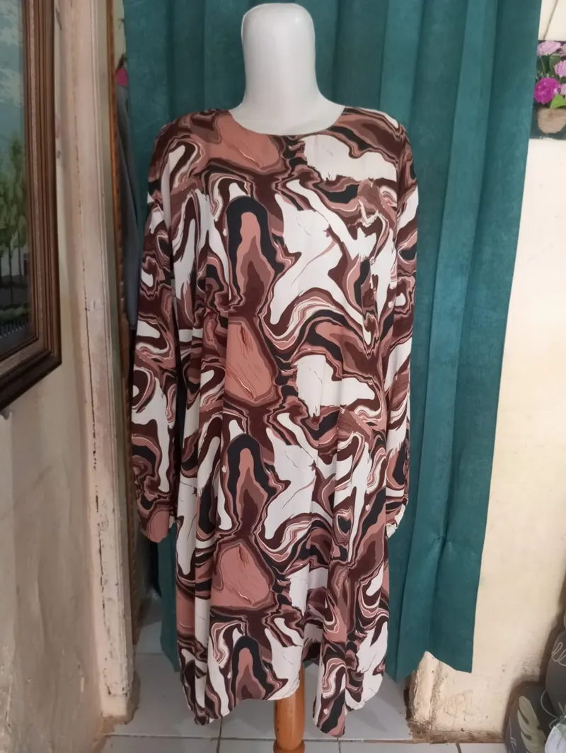 Vintage Blouse Wanita white brown photo 1