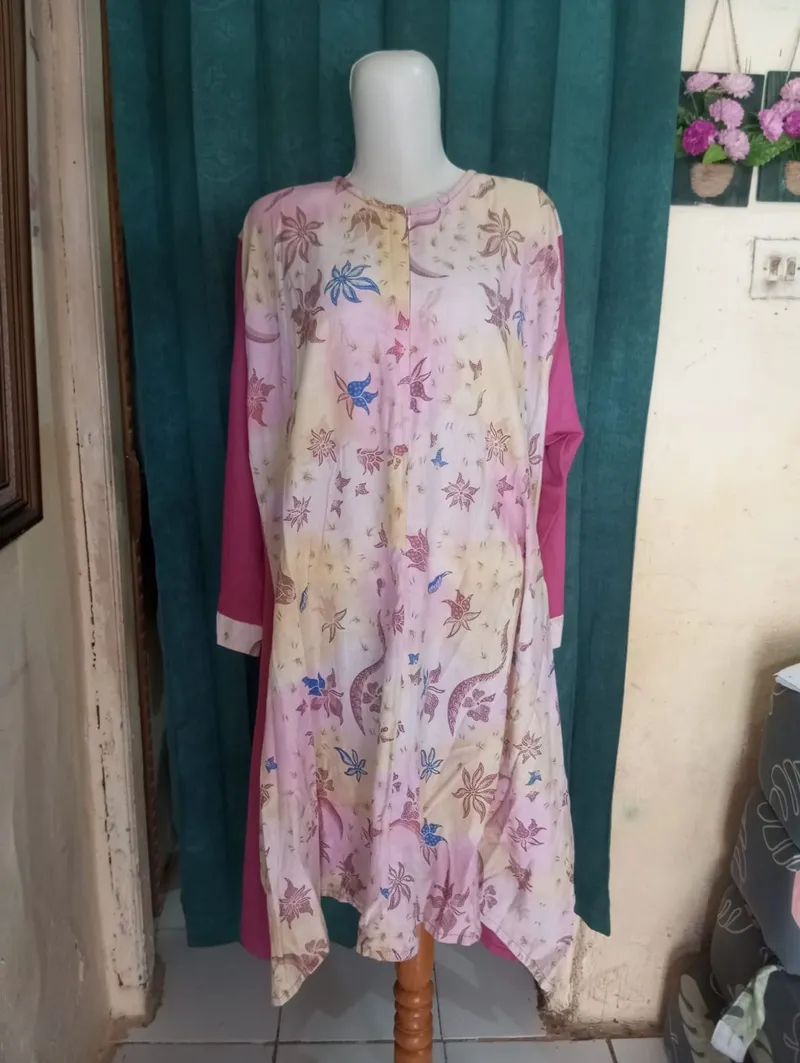 Vintage Blouse Wanita purple white pink photo 1