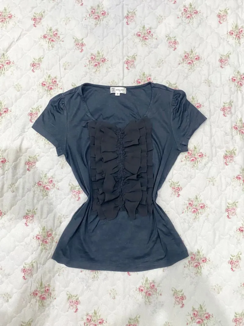 top black ruffle michael klein gorh grunge kawaii y2k rare photo 1