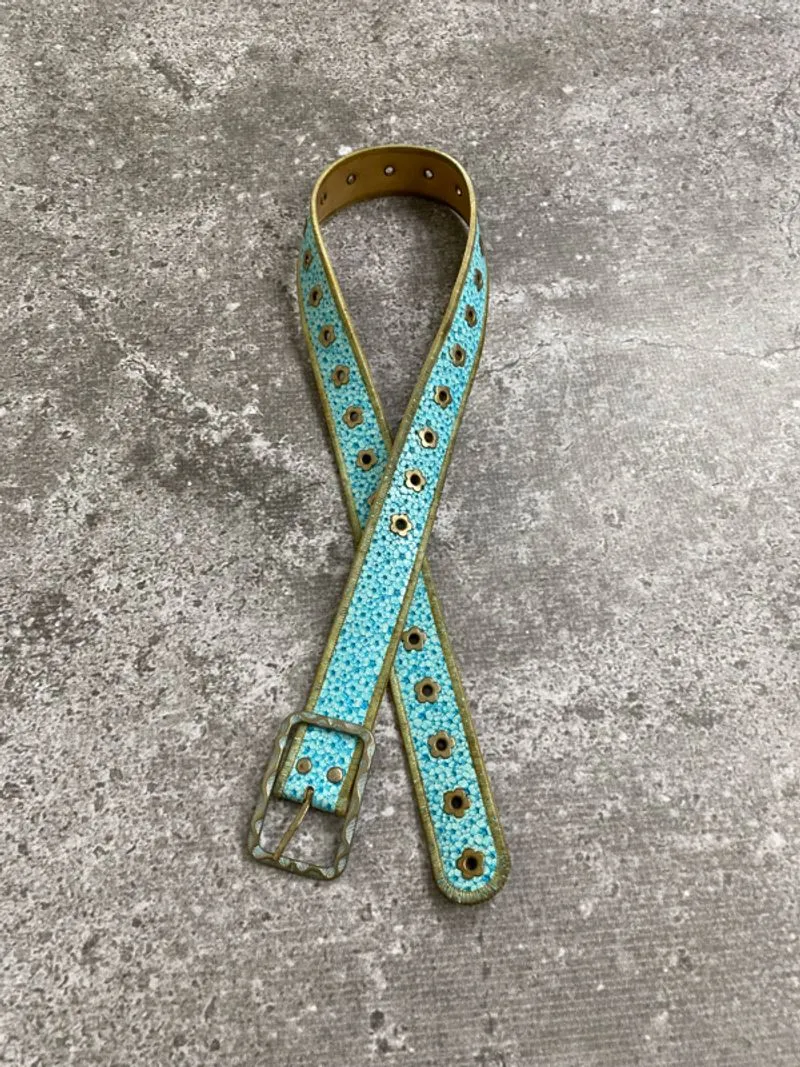 Y2K Flower pattern leather belt photo 1