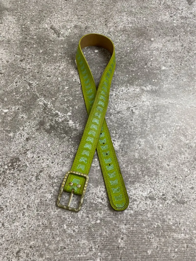 Y2K Swarovski butterfly leather belt photo 1