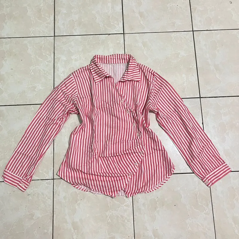🌺 Kemeja Salur - Merah jambu 🌺 photo 1