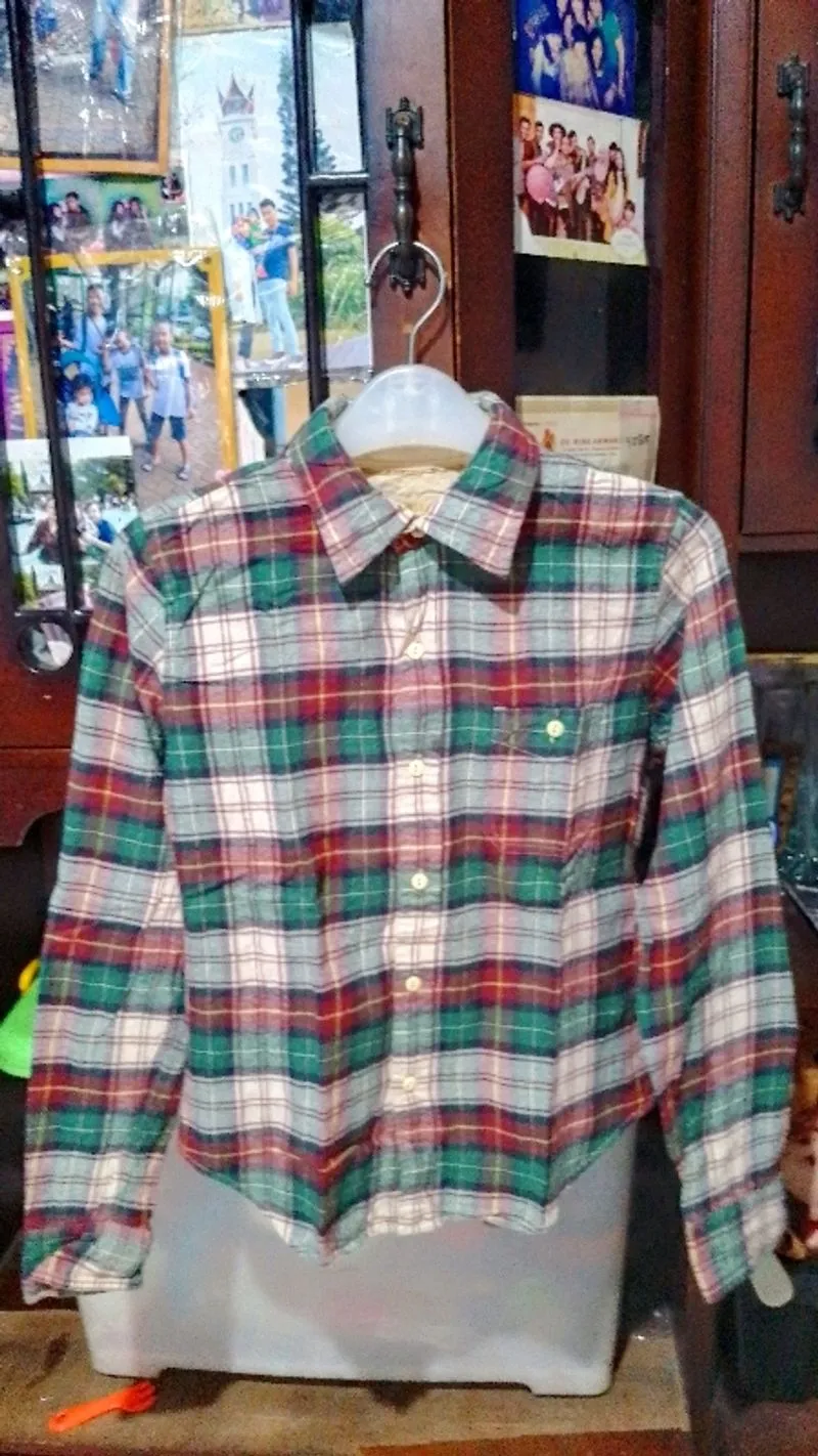 Kemeja Flanel Back Number L – Plaid Merah Hijau photo 1