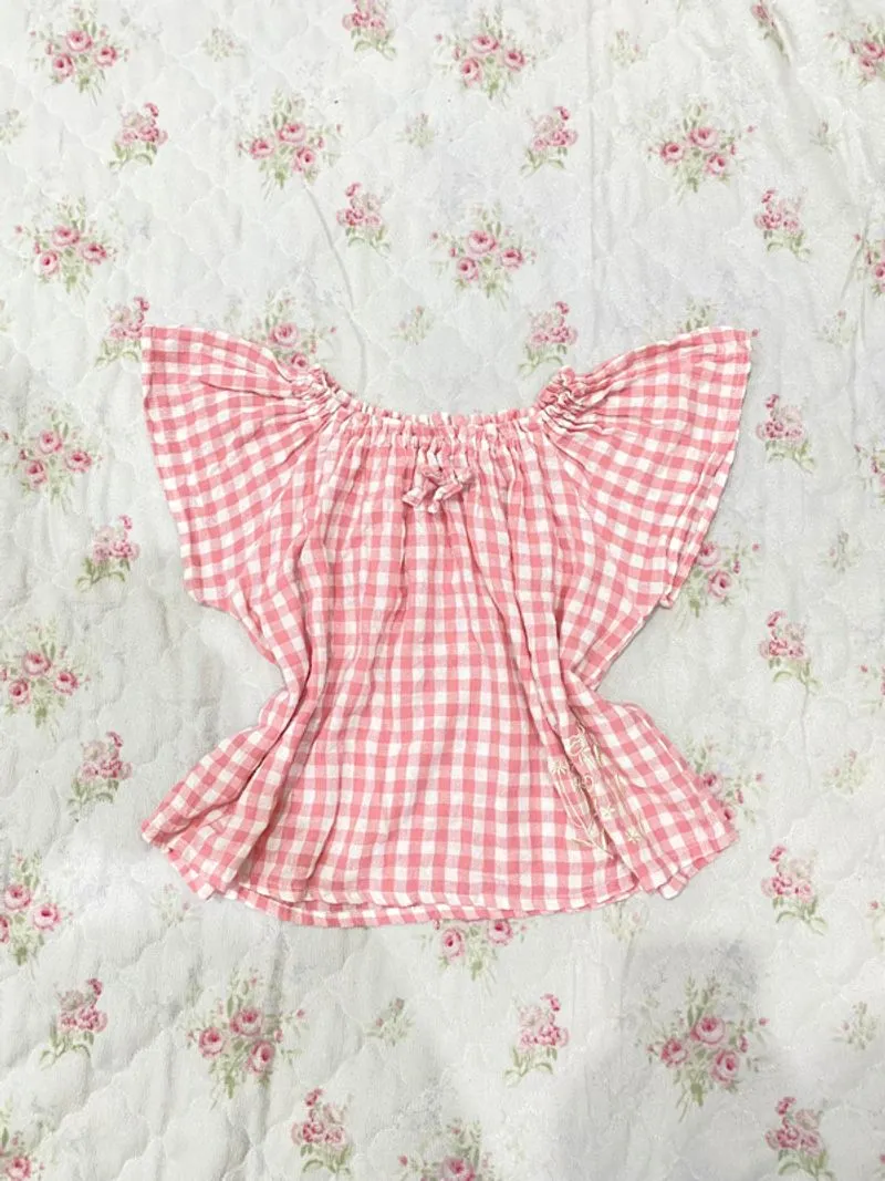 top babypink tartan coquette cute smoke fairy babytee y2k photo 1