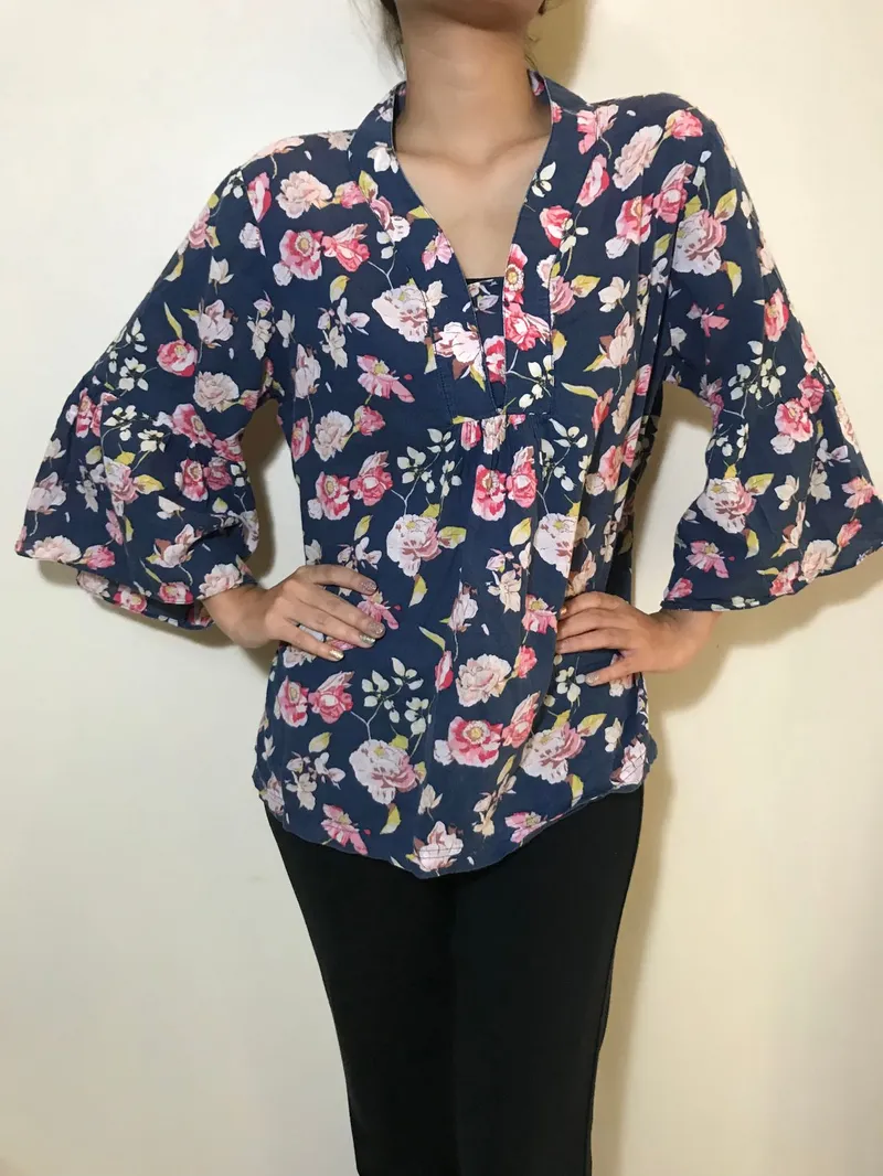 Blouse bunga pink & biru ------------------ photo 1