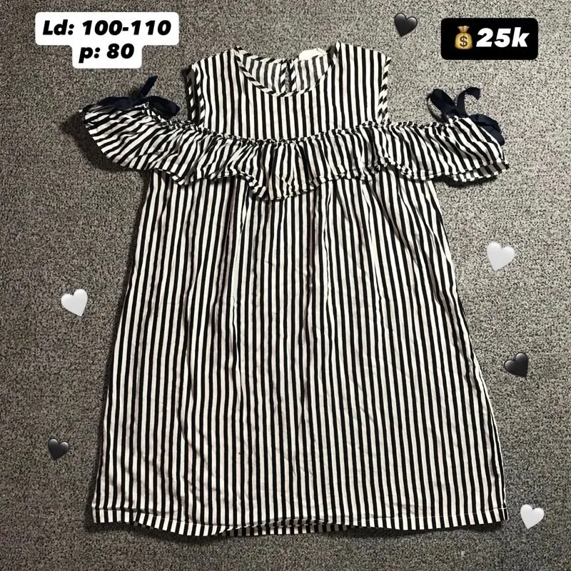 mini dress off shoulders stripe black and white photo 1