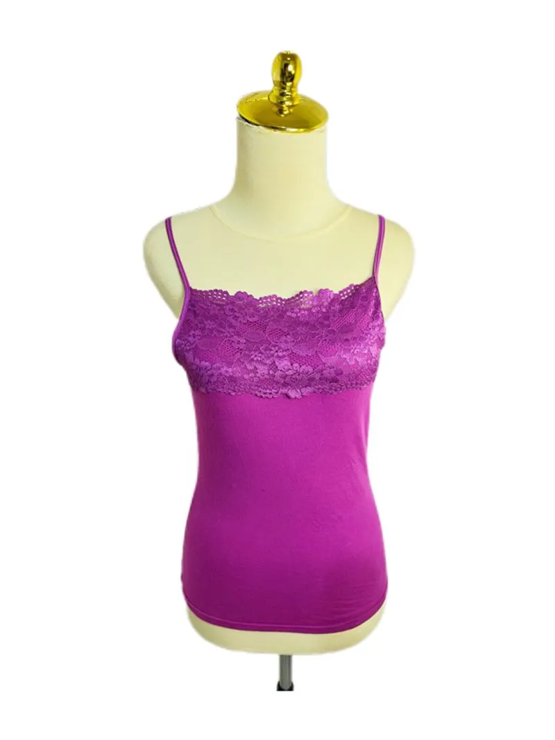 purple lace spaghetti strap tanktop bra photo 1