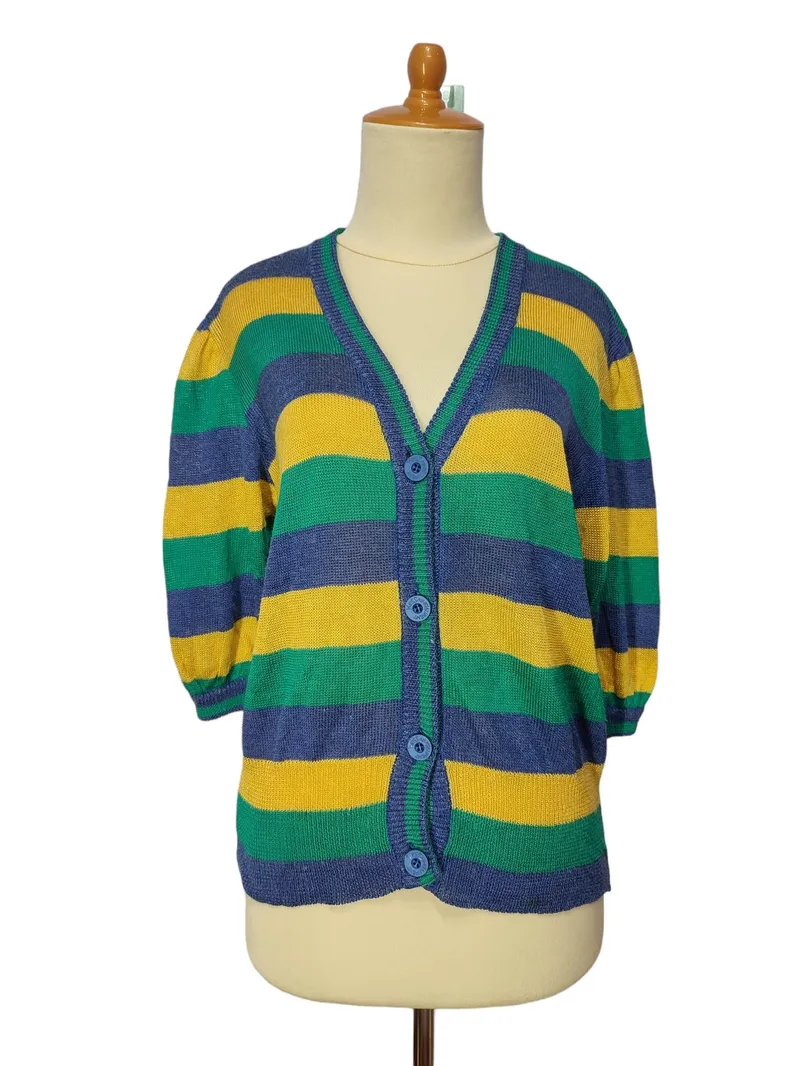 Vtg Yves Saint Laurent Multicolour Stripe photo 1