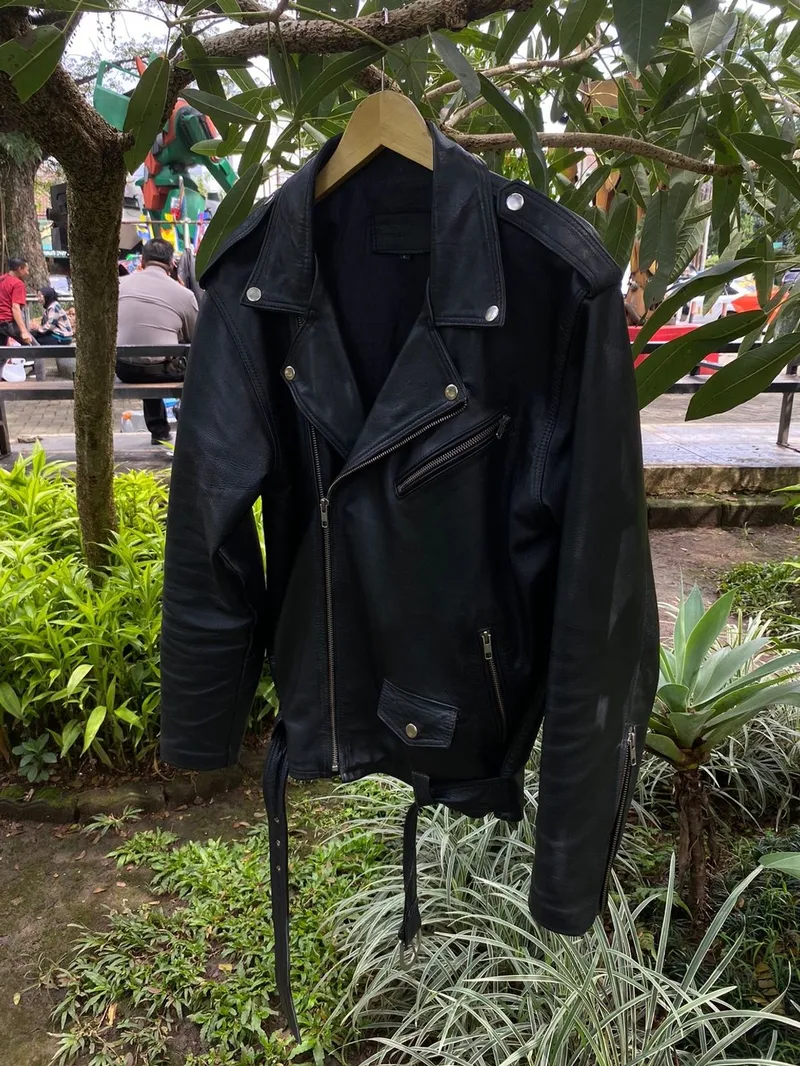 Grunge Biker Leather jacket Pria black photo 1