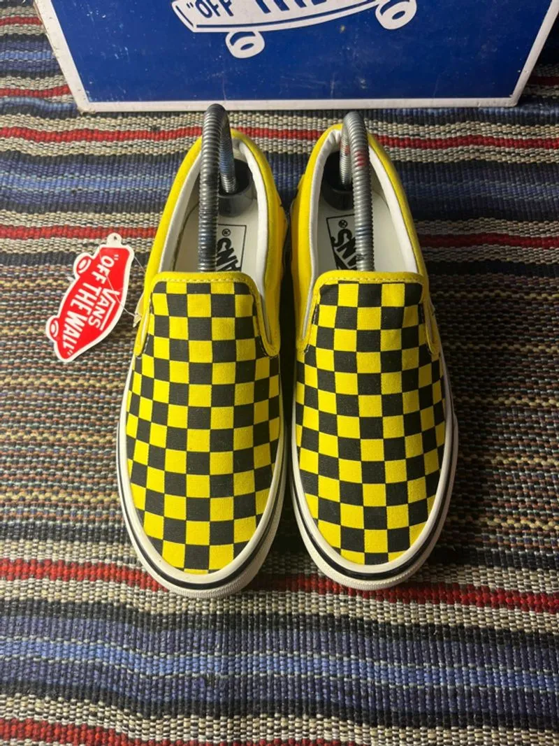Sepatu Sneakers Vans Slip on Checkerboard Yellow unisex Bnib photo 1