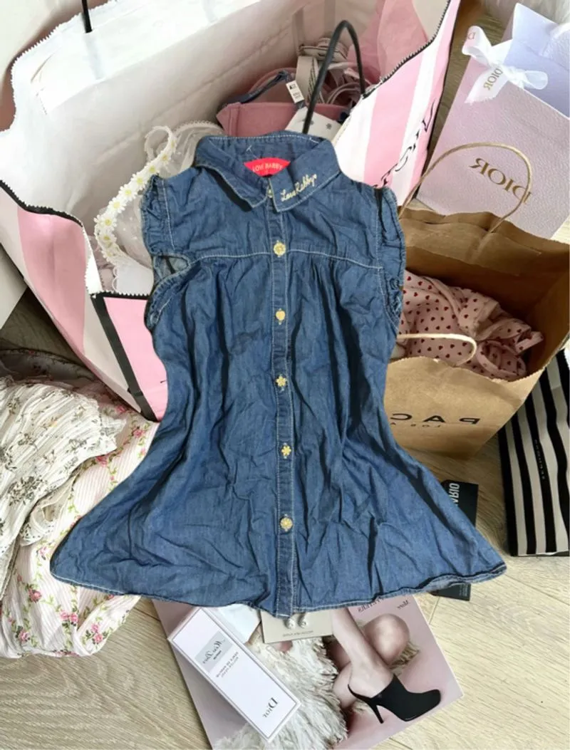 Denim ruffle top photo 1