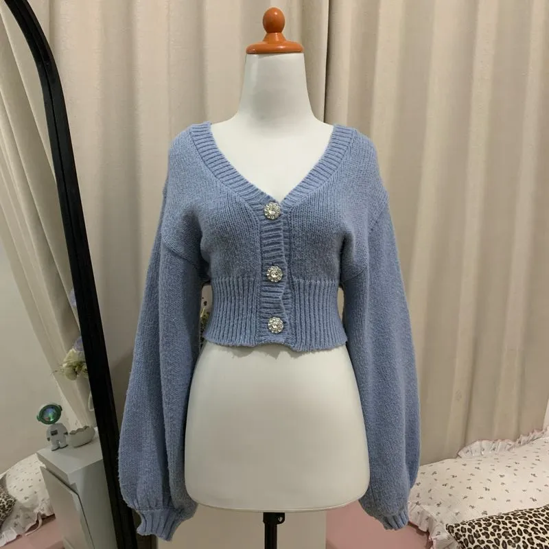 Cardigan Rajut Crop Lengan Balon photo 1