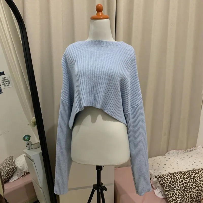 Zara Sweater Rajut Crop Asimetris photo 1