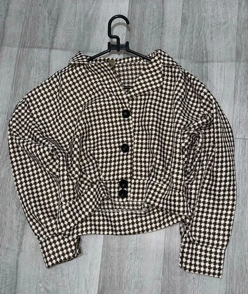 Blazer Crop Kotak-kotak  photo 1