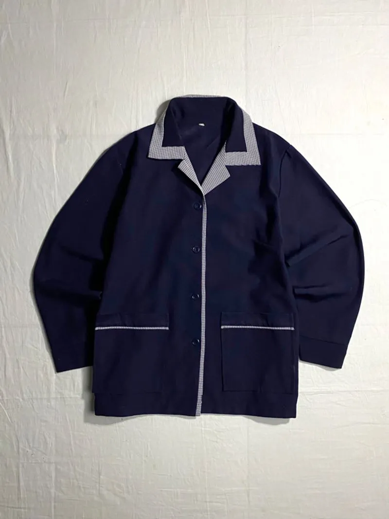 Blazer Cewe Women Dark Navy Biru Dongker Checked Collar photo 1