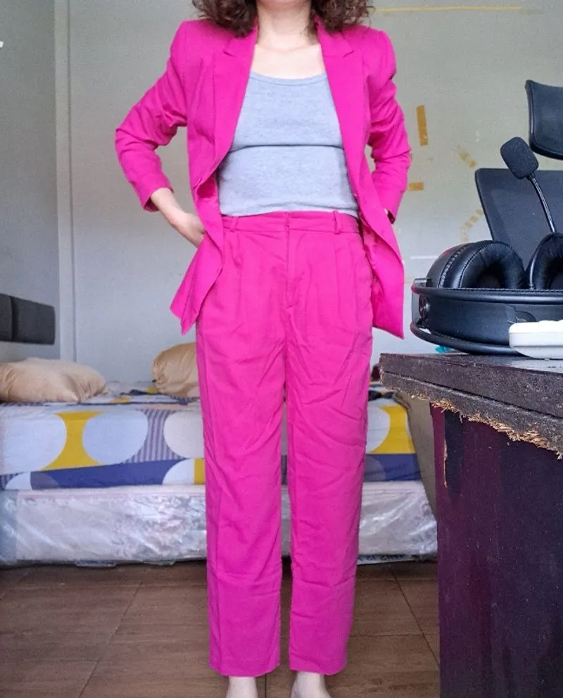 setelan jas wanita h&m pink / blazer photo 1
