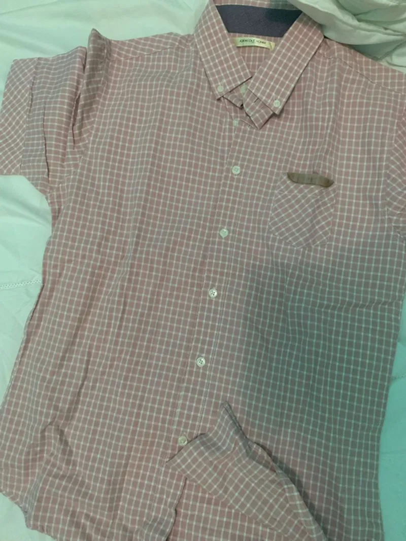 kemeja vintage pink and blue  photo 1