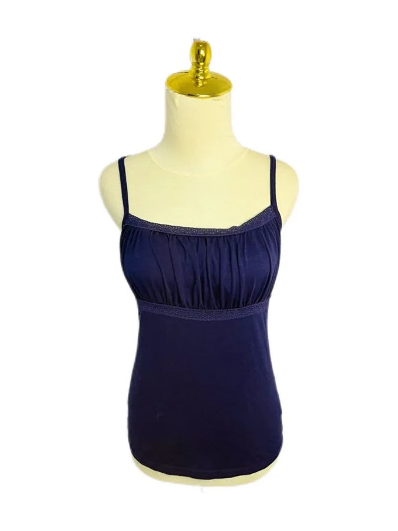 TOPVALU navy blue lace trim layering tanktop bra babydoll photo 1