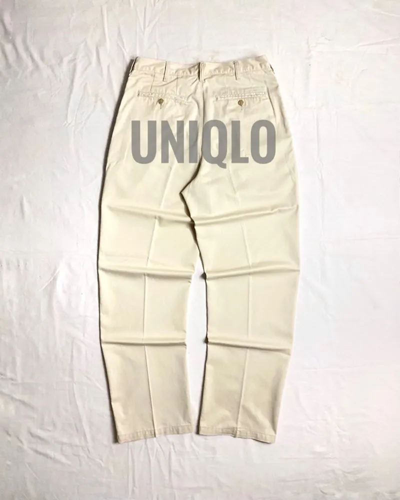 Uniqlo Chino Work Pants White Reguler Fit Canvas Material Lo photo 1