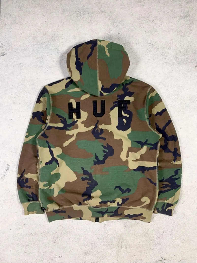 zip hoodie huf worlwide camouflage woodland  photo 1