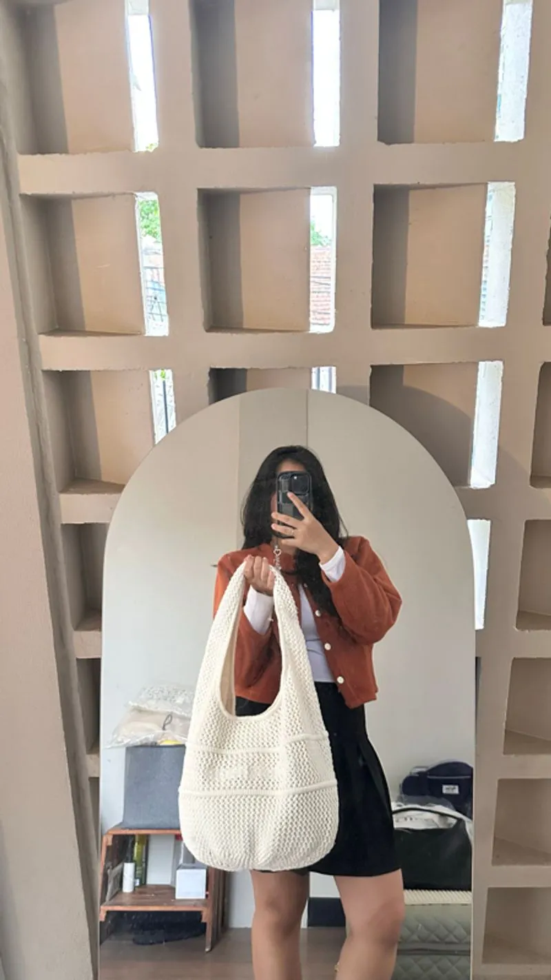 Tas rajut Lululemon crochet white  photo 1