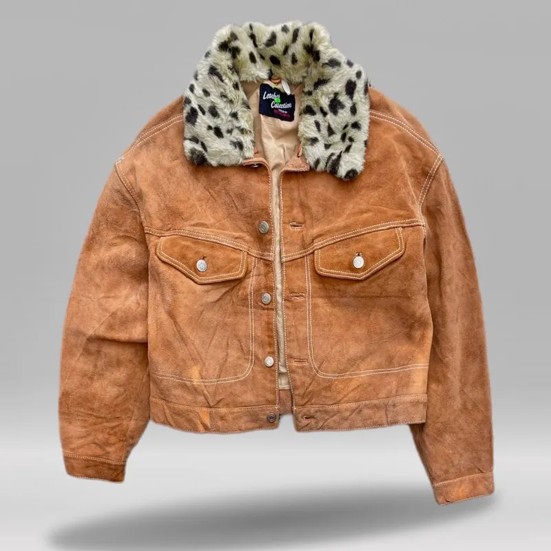 Vintage Indie Fur coat Wanita tan brown photo 1