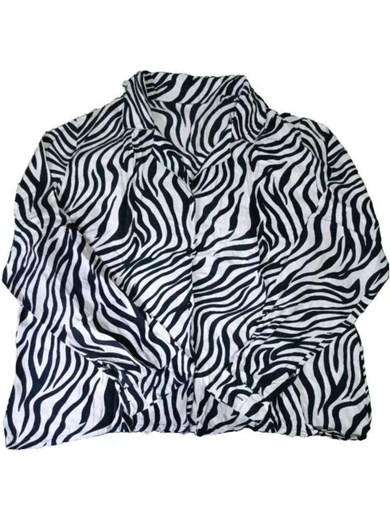 KEMEJA LINEN LENGAN PANJANG MOTIF ZEBRA  photo 1