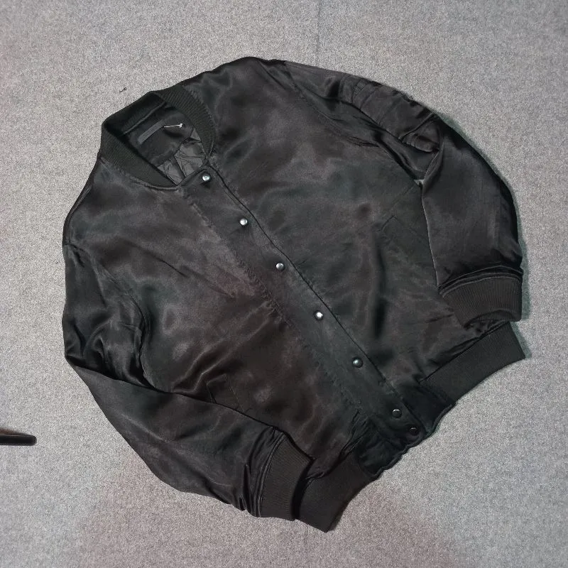 SPINS varsity bomber jaket all black size L photo 1