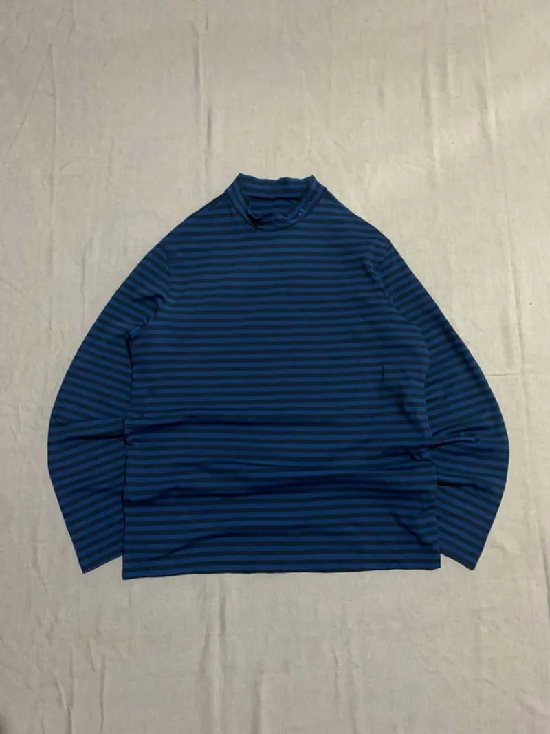 (BARU) Turtle Neck Louis Castel Black Blue Stripe Unisex photo 1