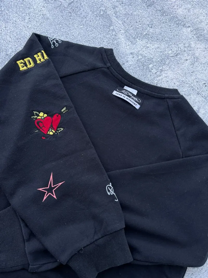 Ed Hardy Sweater Crewneck Black Bordir photo 1