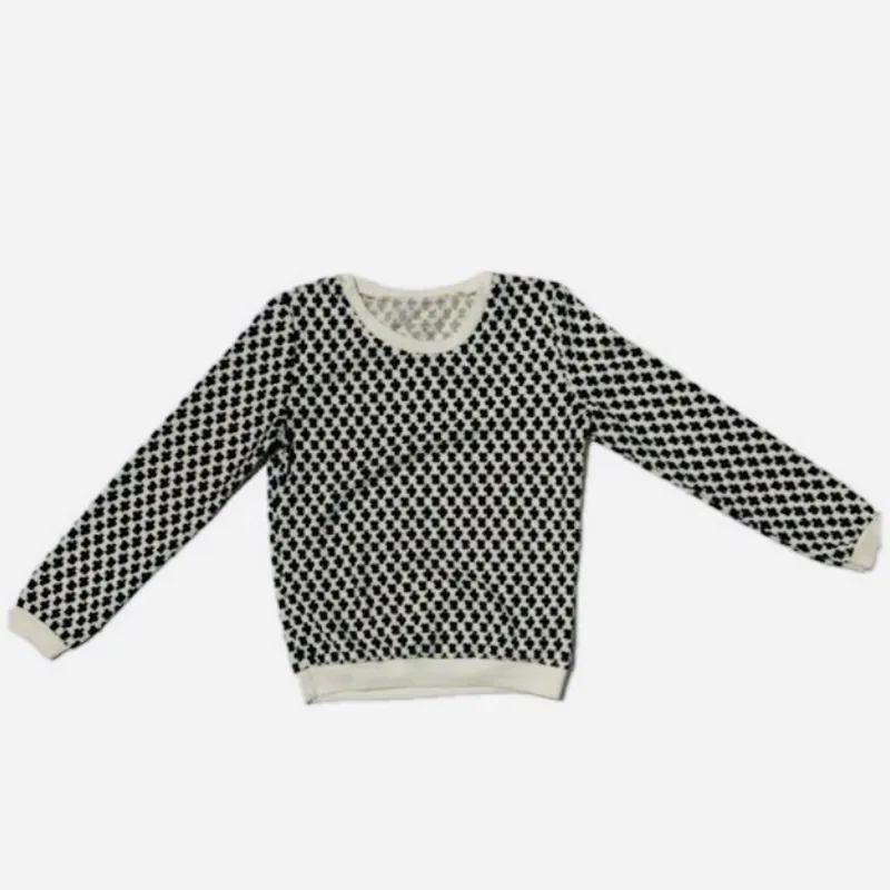 Vintage Minimalist Sweater Wanita white black photo 1